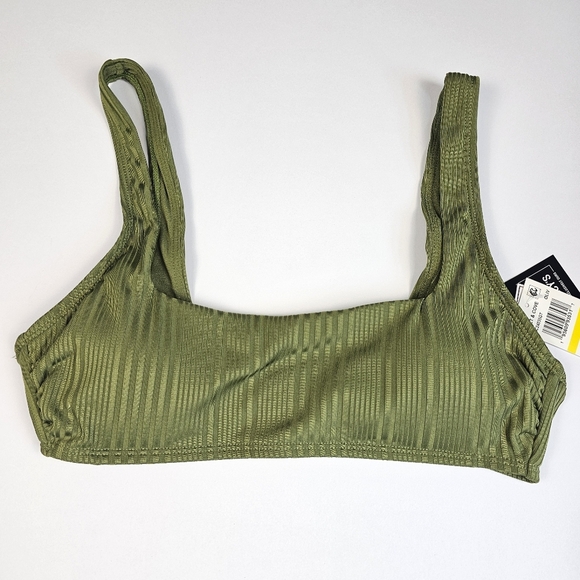 Salt + Cove Women's Juniors' Ribbed Two-Piece Bikini Set Green Swimwear Size M - Picture 3 of 16